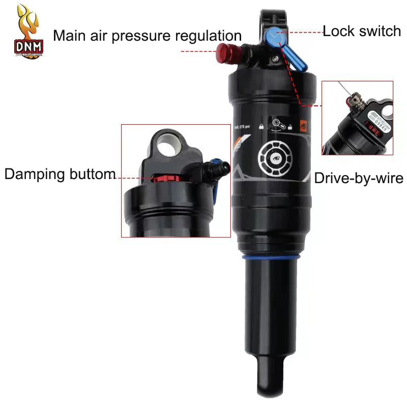 DNM AO-38RC Air Rear Shock Downhill MTB Bicycle Shock Suspension Wire/Manual Control 165/190/200/210mm